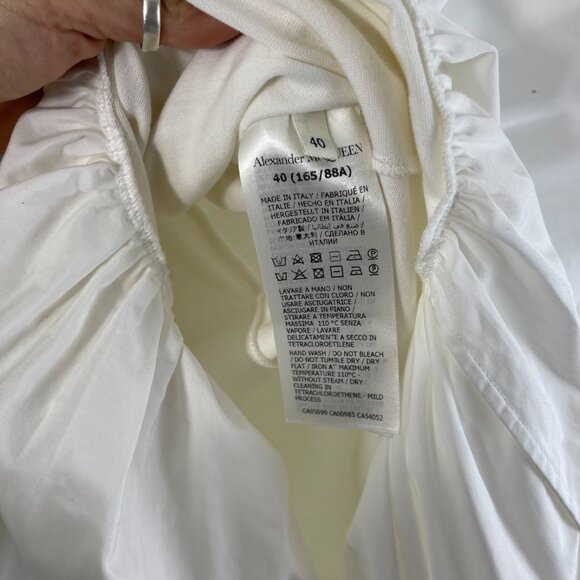 Alexander McQueen Women's White Asymmetric Ruffle Drop Waist Mini Dress Size 40 - Picture 6 of 10